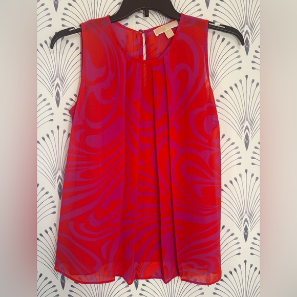 MICHAEL Michael Kors Tops - Michael Kors Red and Purple Swirl Sleeveless Top size medium